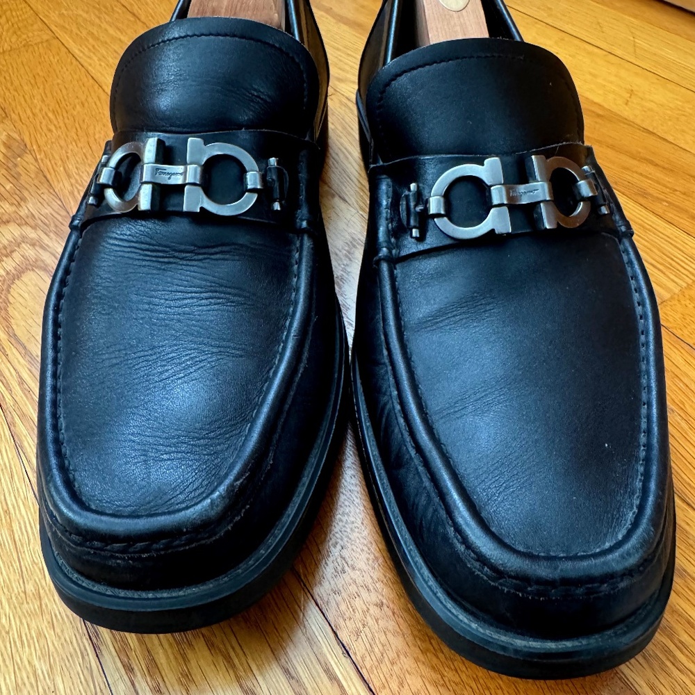 Salvatore Ferragamo Mens Black “David” Gancini Bit Loafer (Size 8.5 EE)